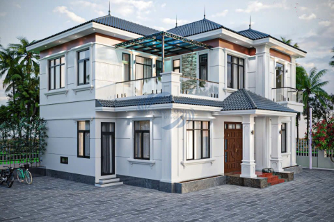 Thiết kế và thi công nhà vườn 2 tầng mái Nhật tại Ninh Bình